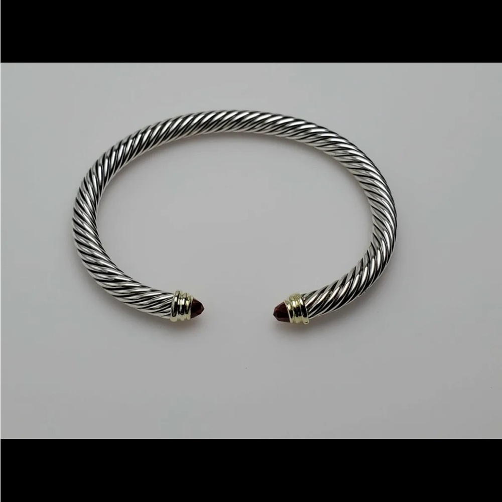 David Yurman Cable Classics Bracelet with Garnet and 14K Gold, 5mm - Picture 3 of 8